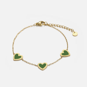 Armband drei Herzen  grün