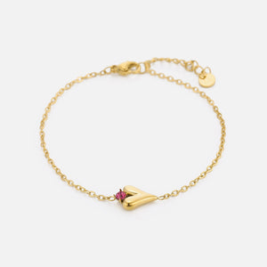 Armband Fancy Herz mit rosa Stein Gold