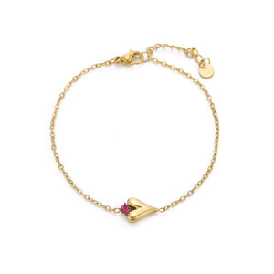 Armband Fancy Herz mit rosa Stein Gold