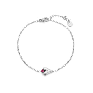 Armband Fancy Herz mit rosa Stein Silber