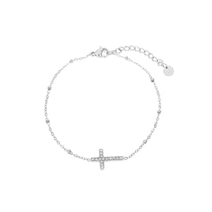 Armband Kreuz Strass Silber