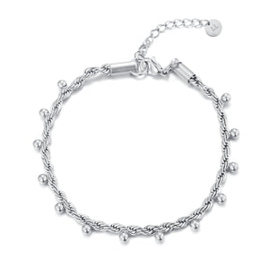 Armband mit gedrehten Kugeln Silber