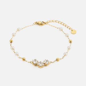 Armband Perle Zirkonia Gold