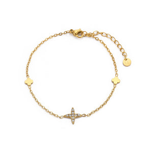 Armband Stern und Kleeblätter Gold