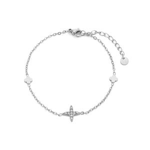 Armband Stern und Kleeblätter Silber