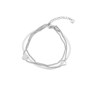 Dreischichtiges Kleeblatt Armband Silber