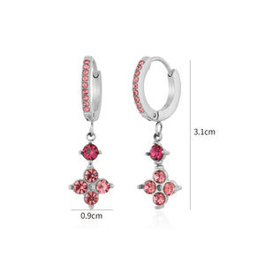 Fancy Ohrringe mit rosa Strass Silber