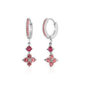 Fancy Ohrringe mit rosa Strass Silber