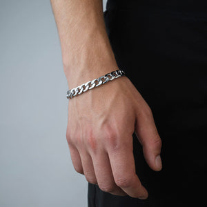 Flache Gliederarmband 10 mm Silber