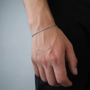 Flache Gliederarmband 2 mm Silber