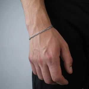 Flache Gliederarmband 4 mm Silber