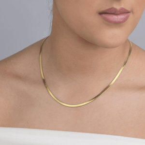 Flache Halskette 3mm Gold