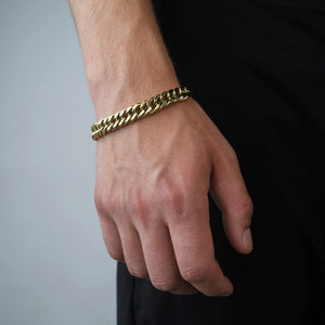 Flaches Cuban Armband 10 mm Gold