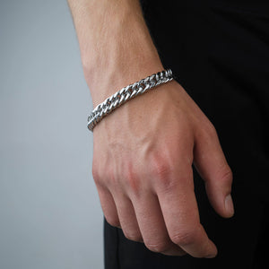 Flaches Cuban Armband 10 mm Silber