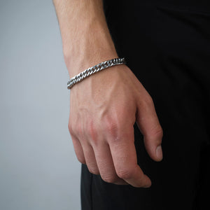Flaches Cuban Armband 8 mm Silber