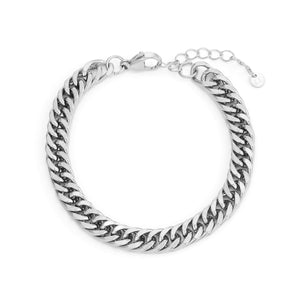 Flaches Cuban Armband 8 mm Silber