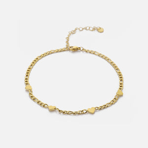 Fußkettchen Figaro Herzen Gold