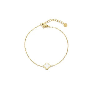 Fußkettchen Kleeblatt Gold/weiß