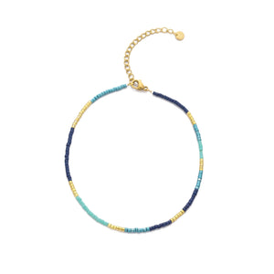 Fußkettchen Perlen Gold/blau