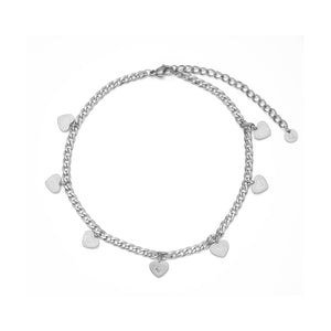 Fußkette sieben Herzen Silber