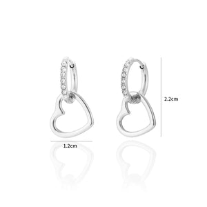 Ohring Steinchen Herz SIlber