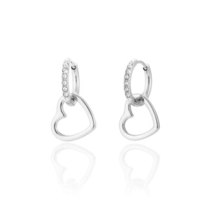 Ohring Steinchen Herz SIlber