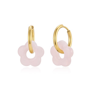 Ohrringe Blume Rosa Gold