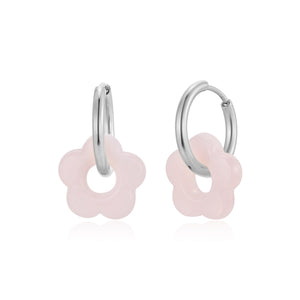 Ohrringe Blume Rosa Silber