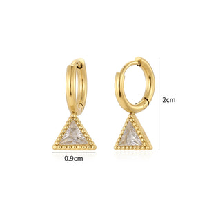Ohrringe Dreieck Strass Gold