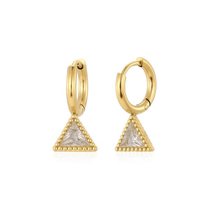Ohrringe Dreieck Strass Gold