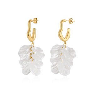 Ohrringe Flora Wave Gold/Weiß
