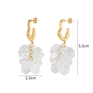Ohrringe Flora Wave Gold/Weiß