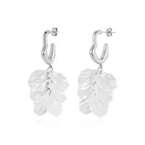 Ohrringe Flora Wave Silber/Weiß