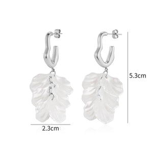 Ohrringe Flora Wave Silber/Weiß