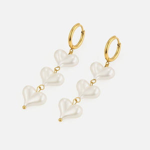 Ohrringe hängende Perle Herzen Gold