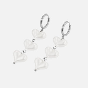 Ohrringe hängende Perle Herzen Silber