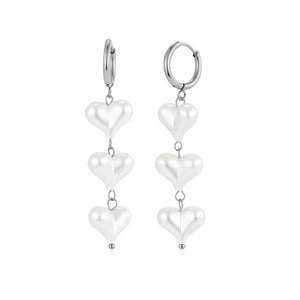 Ohrringe hängende Perle Herzen Silber