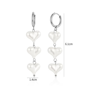 Ohrringe hängende Perle Herzen Silber