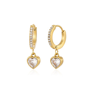 Ohrringe Herz Zirkonia Gold