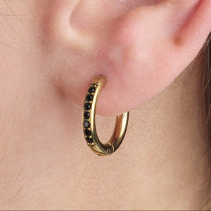 Ohrringe mit Steinchen Gold/schwarz