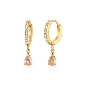 Ohrringe Zirkonia Tropfen Gold