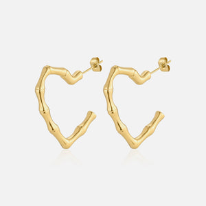 Ohrrstecker Bambus Herz Gold