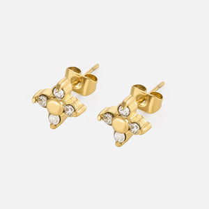 Ohrrstecker Blume mit Zirkonia Gold