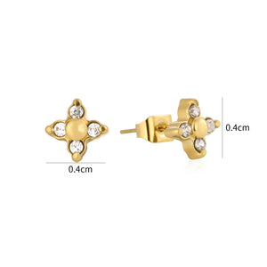 Ohrrstecker Blume mit Zirkonia Gold