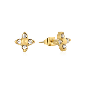 Ohrrstecker Blume mit Zirkonia Gold