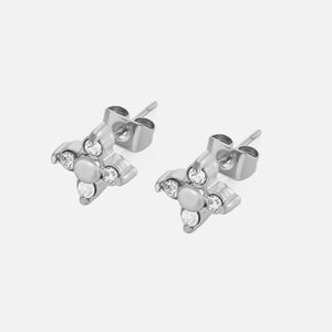 Ohrrstecker Blume mit Zirkonia Silber