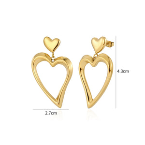 Ohrrstecker Doppel Fancy Herz Gold