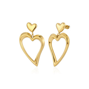 Ohrrstecker Doppel Fancy Herz Gold