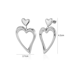 Ohrrstecker Doppel Fancy Herz Silber