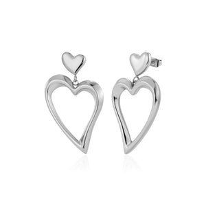 Ohrrstecker Doppel Fancy Herz Silber